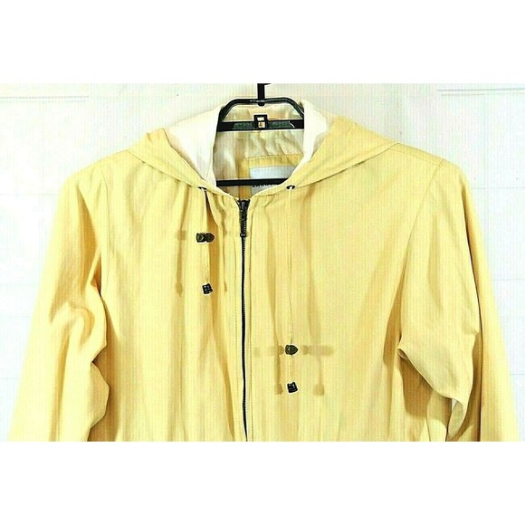 Larry Levine Sport Jacket Yellow Hooded Hoodie Lined Coat Womens Size S - Picture 3 of 7